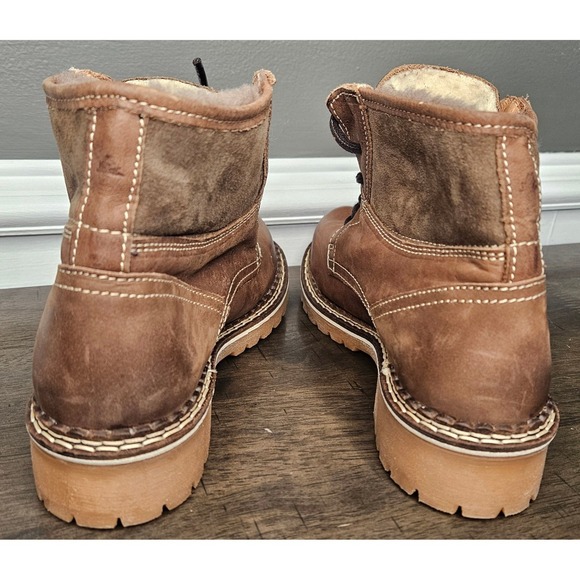 Pajar Women's Brown Faux Fur Leather Waterproof Lug Sole Canada Combat 6.5 - Picture 11 of 12